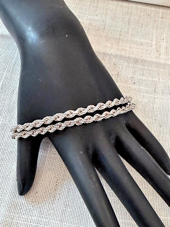 Jewelry - Vintage Italian Sterling Silver Double Strand Rope Chain Bracelet 925 Italy 14g